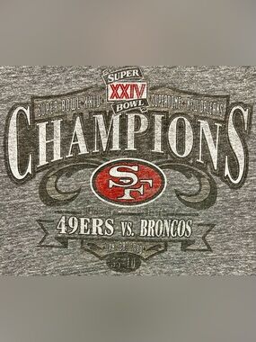 San Francisco 49ers Super Bowl XXIV Champions Retro Tee Men’s L NFL Gray